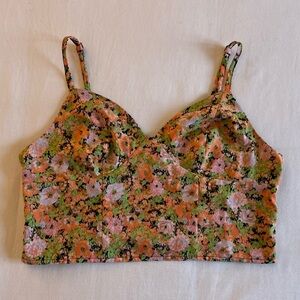 Open Edit Orange and Pink Sleeveless Cropped Top Size Large